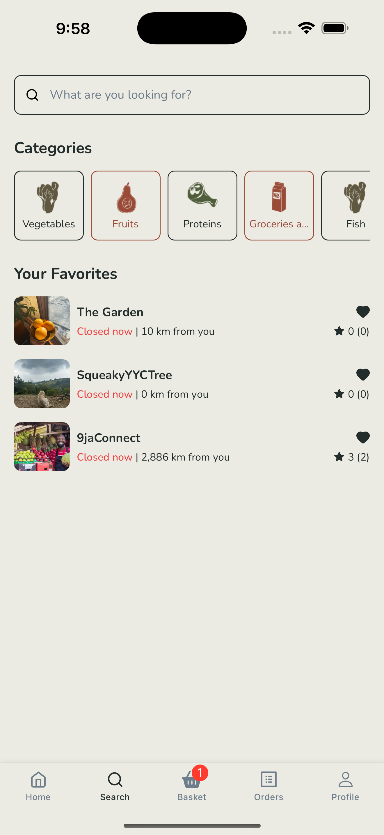 TOQU Buy - search categories and favourites